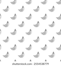 Banana outline seamless pattern on white background. Wrapping paper, gift card, poster, banner design. Home decor, modern textile print. Summer bright geometric fruits patterned.