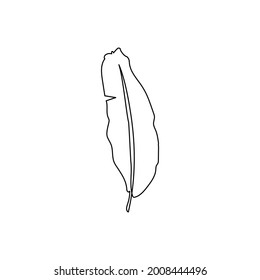 Banana palm leaf continuous line drawing. One line art of leaves, herb,tropical leaves, jungle botanical.