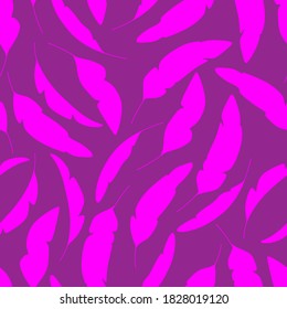 Banana palm leaves silhouette seamless pattern. Tropical background, bright summer wallpaper. Pink colours. Vector illustration
