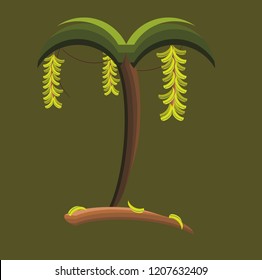 Banana palm tree banana branch vector illustration