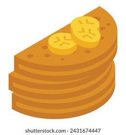 Banana pancake icon isometric vector. Menu honey. Breakfast stack cooking