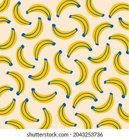 Banana Pattern Background. Social Media Post. Fruits Vector Illustration.