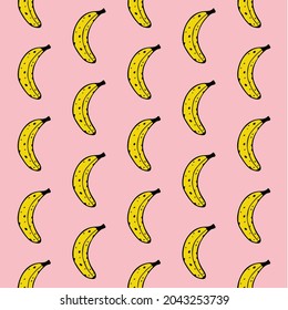 Banana Pattern Background. Social Media Post. Fruits Vector Illustration.