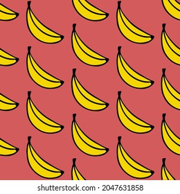 Banana Pattern Background. Social Media Post. Fruit Vector Illustration.