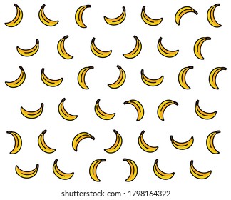 Banana pattern, colored fruit isolated, exotic delicious fruit, simple wallpaper vector