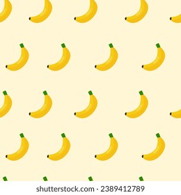 Banana  pattern design Background on a light yellow background. Vector illustration.