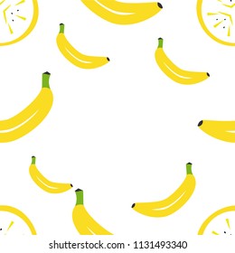 Banana pattern download. Summer fruits illustration.