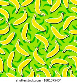 Bananenmuster-Frucht flach, nahtlos bunter grüner Hintergrund
