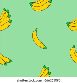 banana pattern green background seamless pattern  vector illustration 