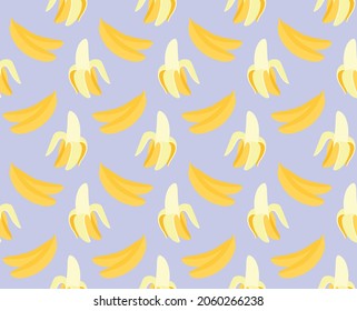 Das Bananenmuster ist auf blauem Hintergrund. Vektorgrafik