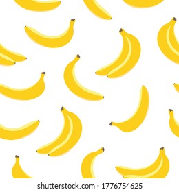 Banana pattern on white background. Great for wallpaper, web background, wrapping paper, fabric, packaging, greeting cards, invitations and more.