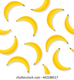 Banana pattern. Repeat banana pattern. Yellow bananas background. Banana print. Yellow palms fruit. Vector illustration