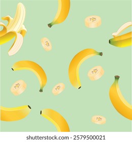 Banana Pattern Seamless on green background for wallpaper illustration