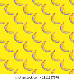 Banana pattern seamless, wallpaper background, textile print pattern, hand drawn. Vector illustration.