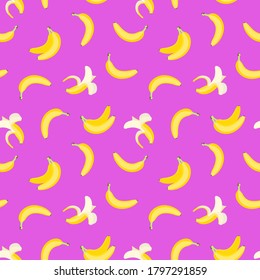 Banana Pattern Texture and / or repetitive background of a banana. Drawing of a banana with repetition to decorate. Editable vector. 