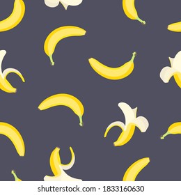 Banana Pattern Texture and / or repetitive background of a banana. Drawing of a banana with repetition to decorate. Editable vector. 
