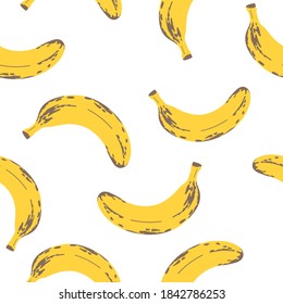 Banana Pattern Texture and / or repetitive background of a banana. Drawing of a banana with repetition to decorate. Editable vector. 
