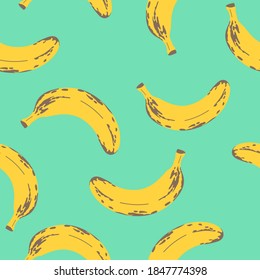 Banana Pattern Texture and / or repetitive background of a banana. Drawing of a banana with repetition to decorate. Editable vector. 

