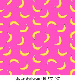 Banana Pattern Texture and / or repetitive background of a banana. Drawing of a banana with repetition to decorate. Editable vector. 

