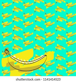 banana pattern in turquoise