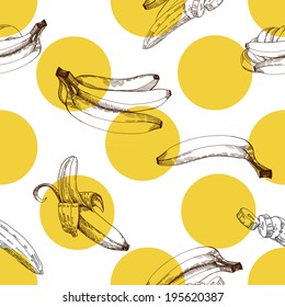 Banana Pattern, Vector Hand Drawing 