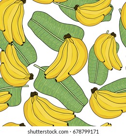 Banana pattern. Vector seamless background