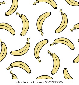 banana pattern yellow color black line tee illustration art vector 