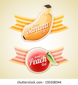 Banana and Peach labels