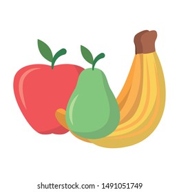 Banana pear and apple design, Fruit healthy organic food sweet and nature theme Vector illustration