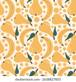 Banana Pear Fruit Vector Seamless Pattern illustration Design