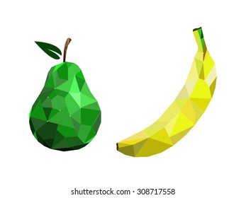 Banana and Pear Polygon - Vector Pair
