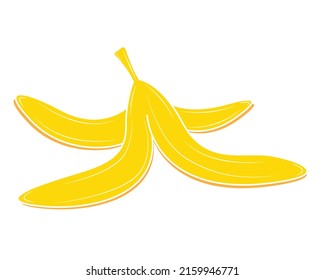 Banana peel in clipart style isolated on white background. Vector illustration.