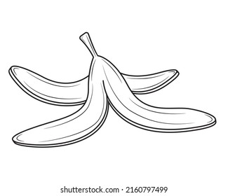 Banana peel in clipart style isolated on white background. Vector illustration.