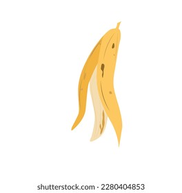 Banana peel color vector illustration. Banana rind isolated on white background. Organic garbage which can be decomposed.
