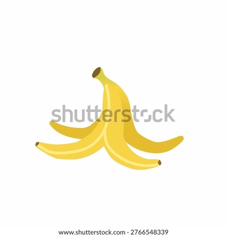 Banana peel with curved shape in flat style for April Fools theme