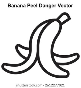 Banana Peel Danger Icon – Slippery Hazard Warning Pro Vector Illustration on White Background