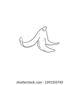 banana peel doodle icon vetor hand drawing 