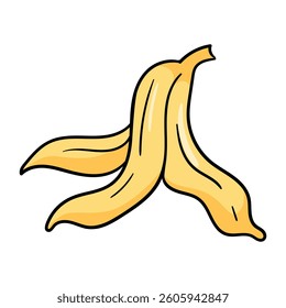 Banana peel. Food waste. Organic trash. Vector hand drawn illustration isolated on white background for print, sticker, banner design, poster