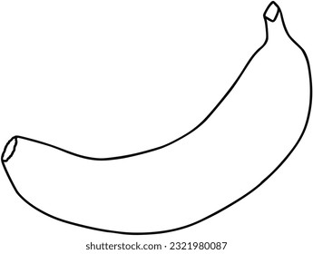 Banana with peel fruit food exotic doodle linear cartoon coloring book