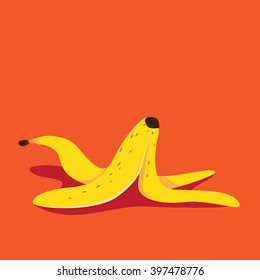 Banana Peel Icon Flat Design Pop Art Illustration. EPS 10 Vector.