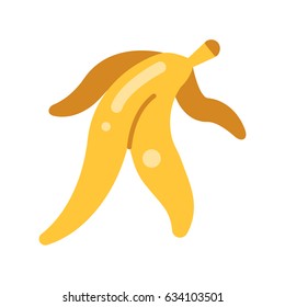 Banana Peel Icon Flat Design Pop Art Illustration. Vector Flat Image