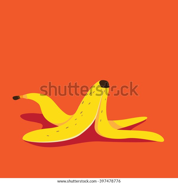 Banana peel icon flat design pop art\
illustration. EPS 10\
vector.