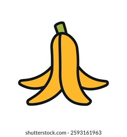 Banana peel icon represents classic prank humor, perfect for April Fool's Day designs, joke-themed content, and fun illustrations.