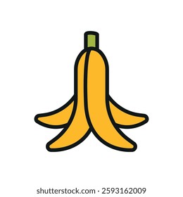 Banana peel icon represents classic prank humor, perfect for April Fool's Day designs, joke-themed content, and fun illustrations.