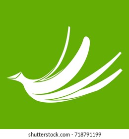 Banana peel icon white isolated on green background. Vector illustration