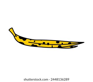 Banana peel isolated. Old rotten banana peel.