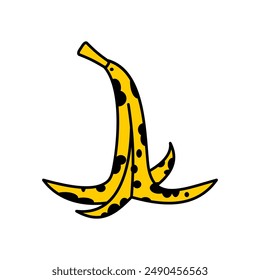 Banana peel isolated. Old rotten banana peel.