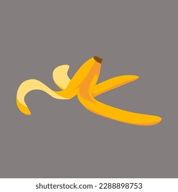 Banana peel on gray background. Vector illustration.