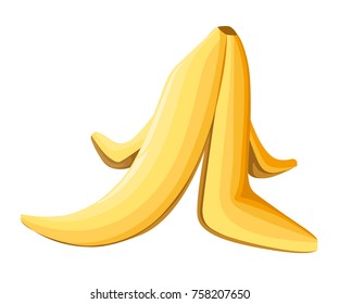 Banana peel on a white background. Vector illustration. on white background Web site page and mobile app design for game.