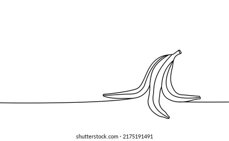 Banana Peel one line continuous drawing. Peel of banana continuous one line illustration. Vector minimalist linear illustration.
